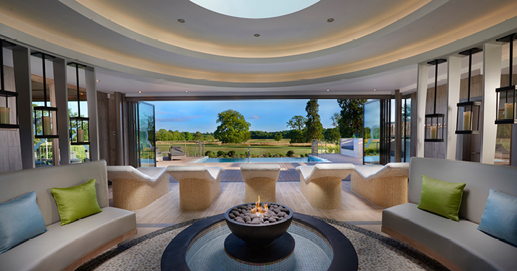 View of spa at Rockliffe Hall spa overlooking grounds and outdoor spa garden